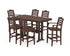POLYWOOD Savannah 7-Piece Bar Set with Trestle Legs in Mahogany