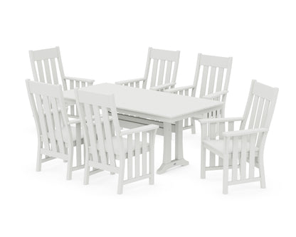 POLYWOOD Acadia Arm Chair 7-Piece Farmhouse Dining Set with Trestle Legs in Vintage White