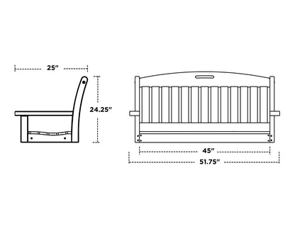 POLYWOOD Nautical 48" Swing dimension drawing with width, depth and height measurements