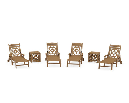 POLYWOOD Chinoiserie 6-Piece Chaise Set in Natural