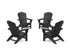 POLYWOOD 4-Piece Nautical Grand Adirondack Chair Conversation Set in Black