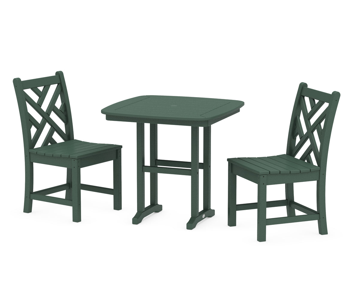 POLYWOOD Chippendale Side Chair 3-Piece Dining Set in Green