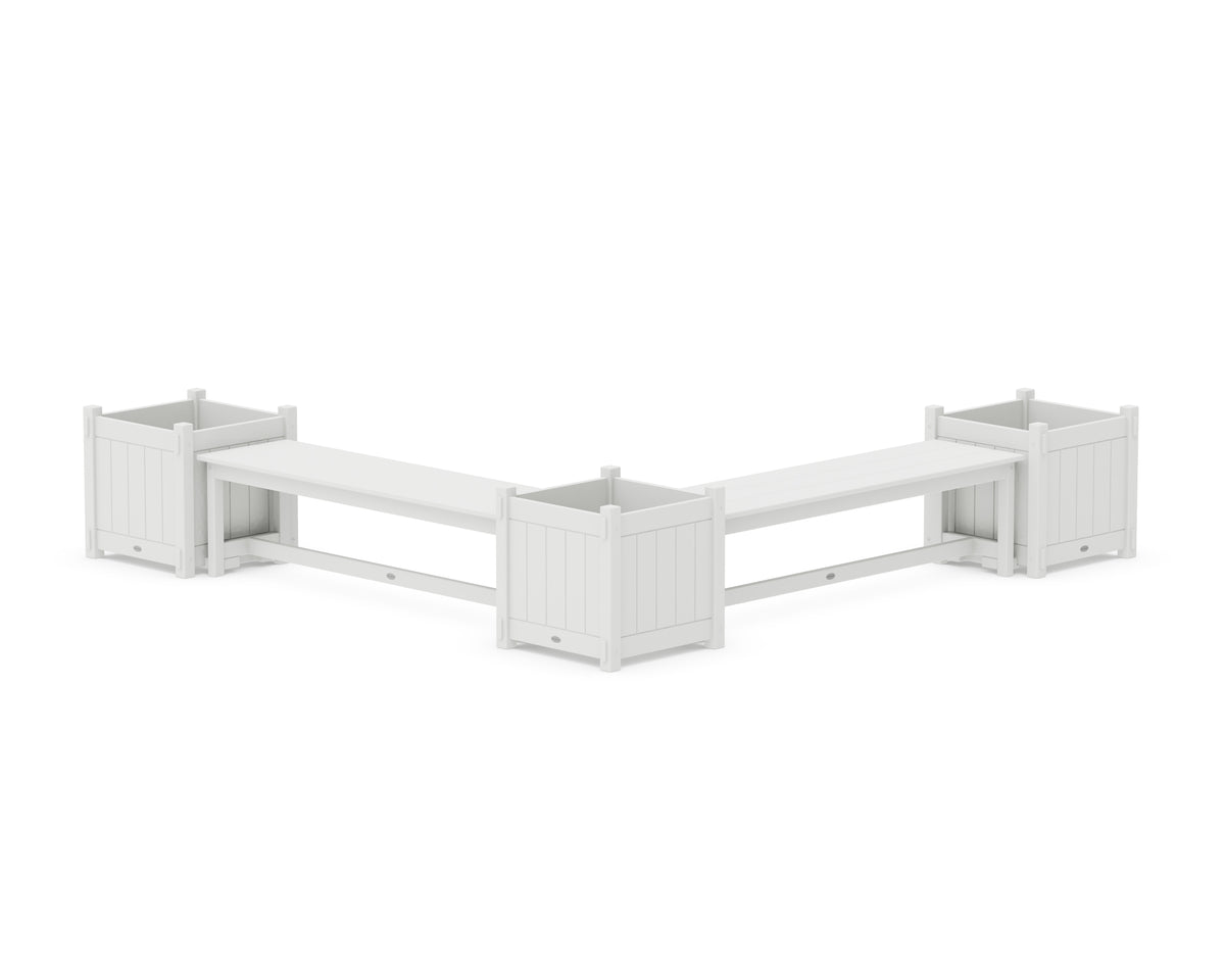 POLYWOOD 60" Vineyard L-Shaped Planter Bench Corner Set - Large in White