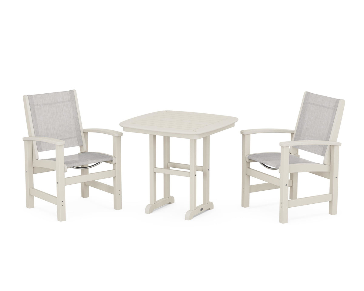 POLYWOOD Coastal 3-Piece Dining Set in Sand / Parchment