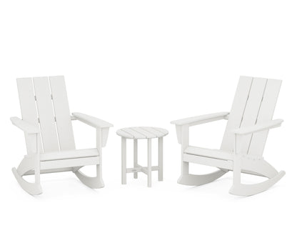 POLYWOOD Modern 3-Piece Adirondack Rocking Chair Set in Vintage White