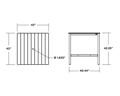POLYWOOD Main Street 42 x 42 Bar Table dimensions