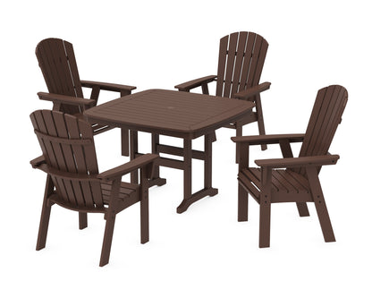 POLYWOOD Nautical Curveback Adirondack 5-Piece Dining Set - 44" Table in Mahogany