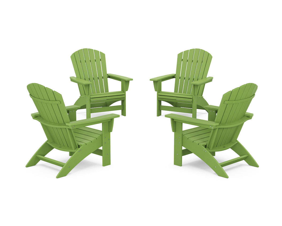 POLYWOOD 4-Piece Nautical Grand Adirondack Chair Conversation Set in Lime
