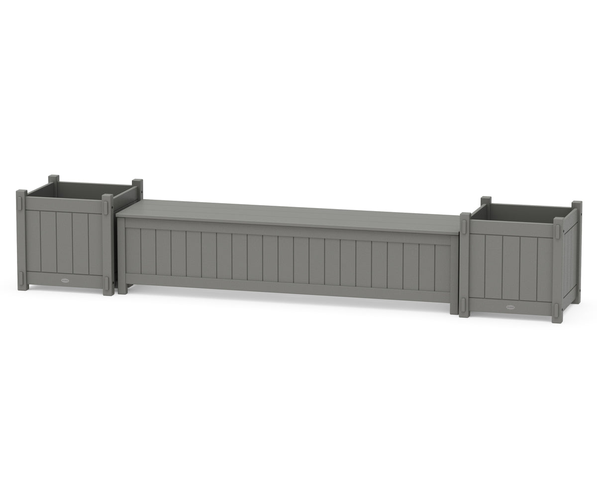 POLYWOOD 72" Vineyard Straight Planter Storage Bench Set - Large in Slate Grey