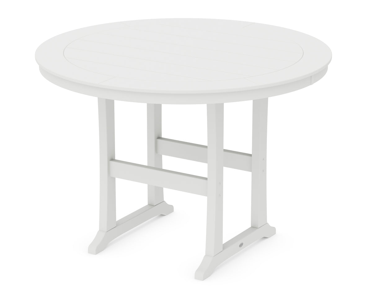 POLYWOOD Nautical Trestle 60" Round Bar Table in White