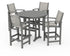 POLYWOOD Coastal 5-Piece Nautical Trestle Bar Set in Slate Grey / Birch