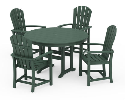 POLYWOOD Palm Coast 5-Piece Round Farmhouse Dining Set in Green