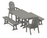 POLYWOOD Vineyard Curveback Adirondack 5-Piece Farmhouse Dining Set with Benches in Slate Grey