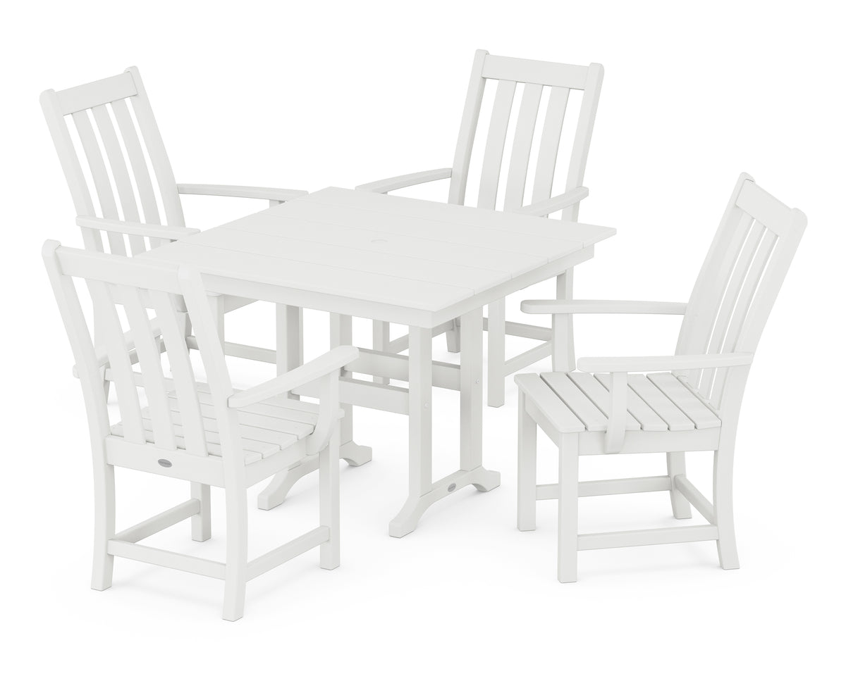 POLYWOOD Vineyard 5-Piece Farmhouse Dining Set in Vintage White