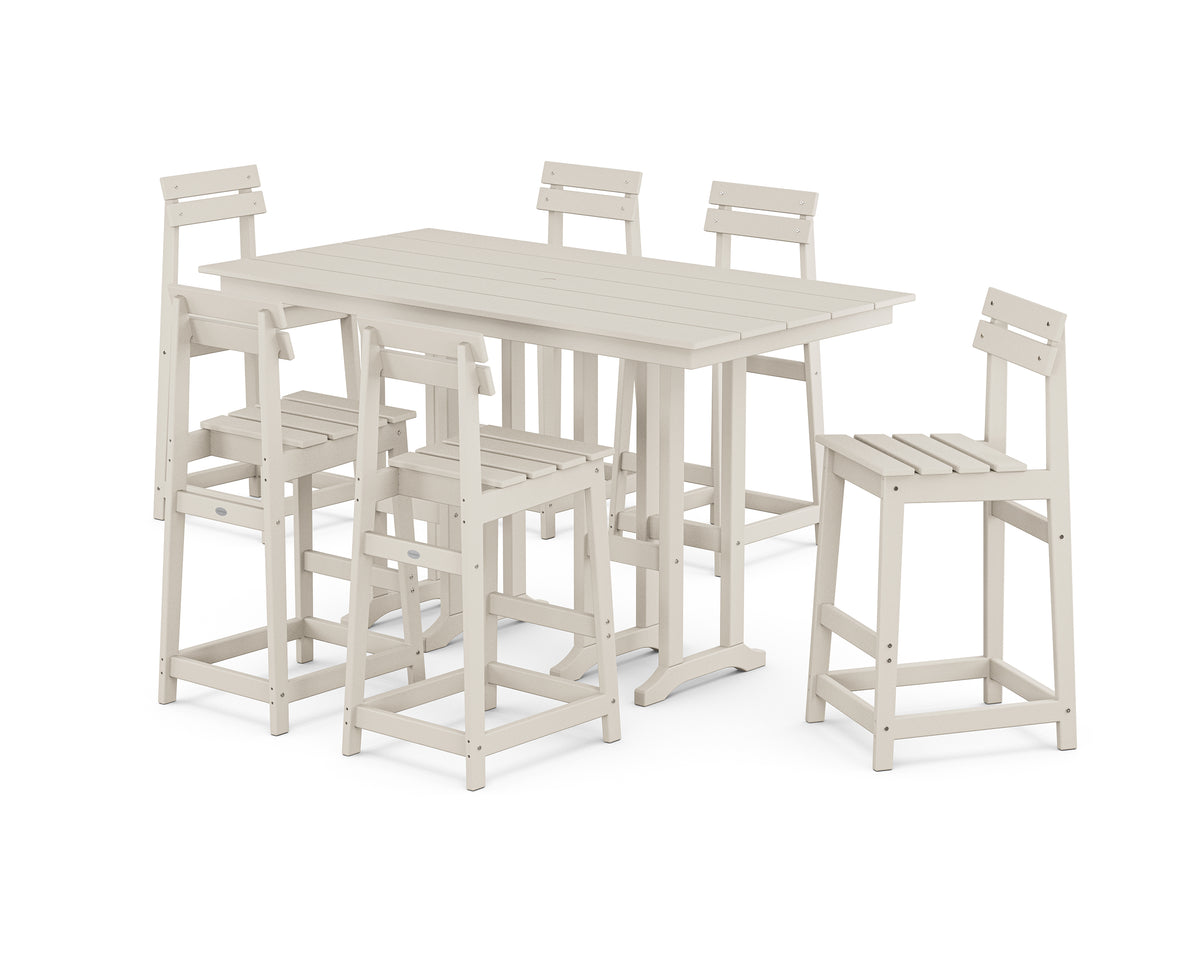 POLYWOOD Modern Studio Plaza Bar Chair 7-Piece Set in Sand