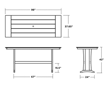 POLYWOOD Farmhouse Trestle 38" x 96" Bar Table dimensions