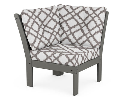 POLYWOOD Vineyard Modular Corner Chair in Slate Grey / Trellis Grey Mist