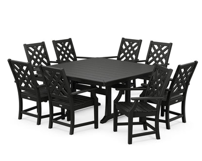 POLYWOOD Wovendale 9-Piece Square Dining Set with Trestle Legs in Black