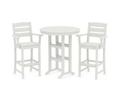 POLYWOOD Lakeside 3-Piece Round Bar Arm Chair Set in Vintage White