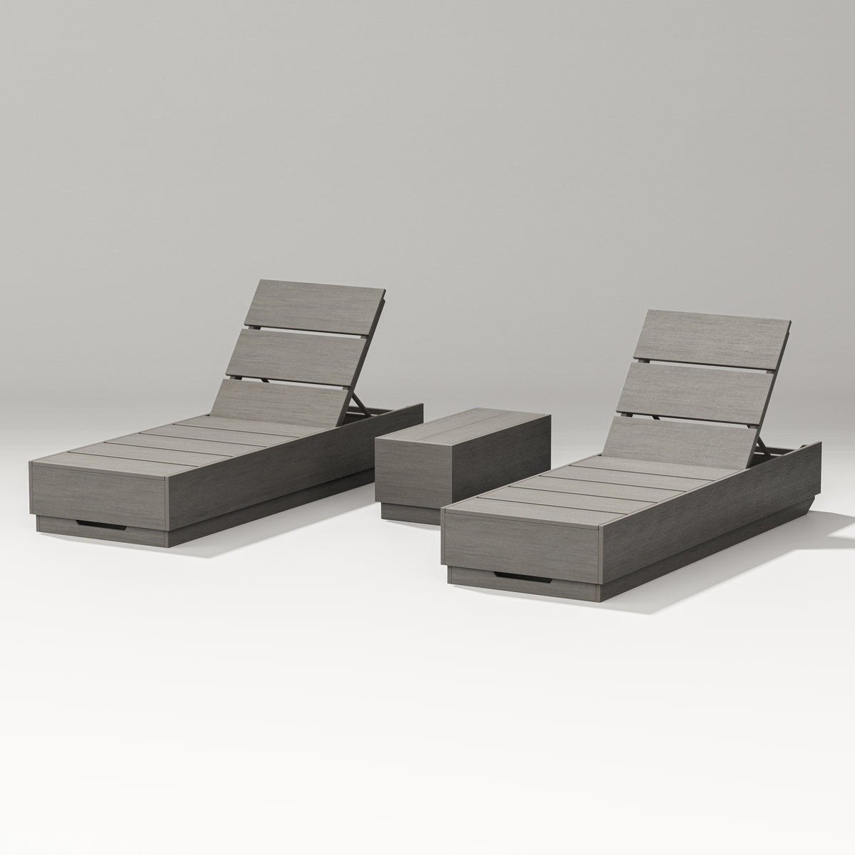 POLYWOOD PW Designer Series Elevate 3-Piece Chaise Lounge Set in Driftwood