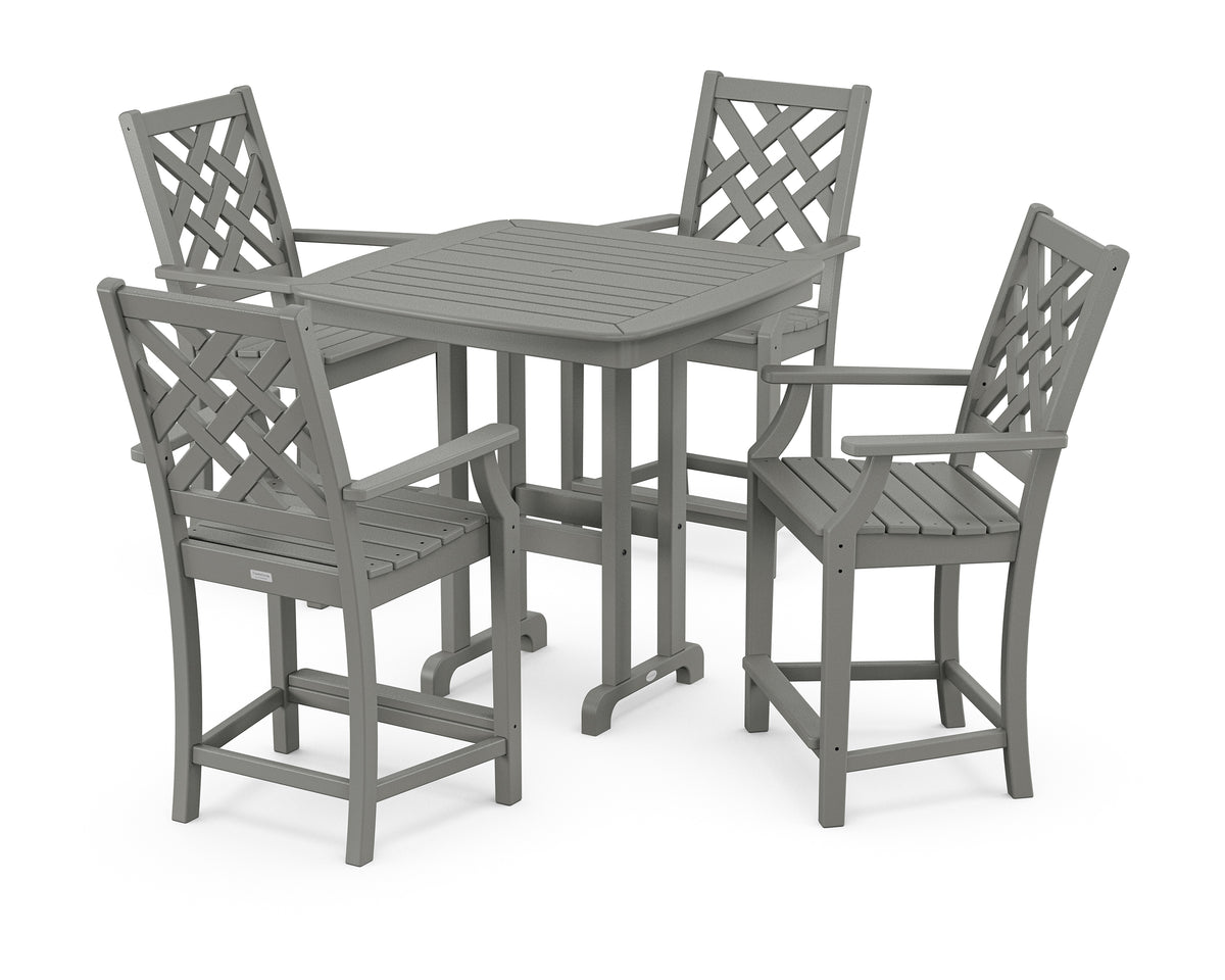 POLYWOOD Country Living Wovendale 5-Piece Counter Set in Slate Grey