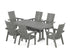 POLYWOOD Modern Curveback Adirondack 7-Piece Dining Set with Trestle Legs in Slate Grey