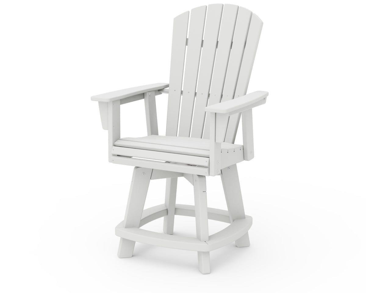 POLYWOOD Nautical Curveback Adirondack Swivel Counter Chair in Vintage White