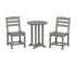 POLYWOOD La Casa Café Side Chair 3-Piece Round Bistro Dining Set in Slate Grey