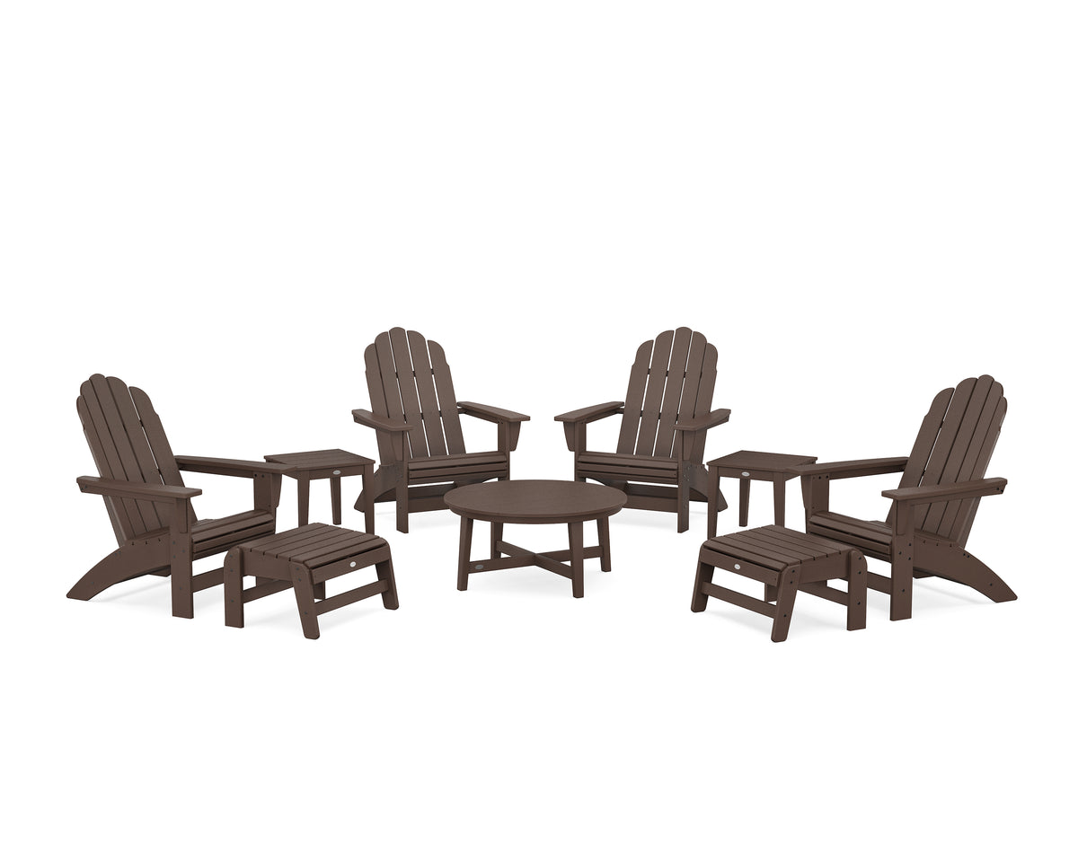 POLYWOOD Vineyard Grand Adirondack 9-Piece Conversation Set in Mahogany