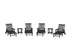POLYWOOD Vineyard 6-Piece Chaise with Arms and Wheels Set in Black