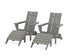 POLYWOOD Modern Folding Adirondack Chair 4-Piece Set with Ottomans in Slate Grey