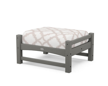 POLYWOOD Club Ottoman in Slate Grey / Trellis Dune Burlap