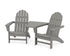 POLYWOOD Vineyard 3-Piece Adirondack Set with Angled Connecting Table in Slate Grey
