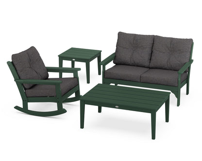 POLYWOOD Vineyard 4-Piece Deep Seating Rocker Set in Green / Ash Charcoal