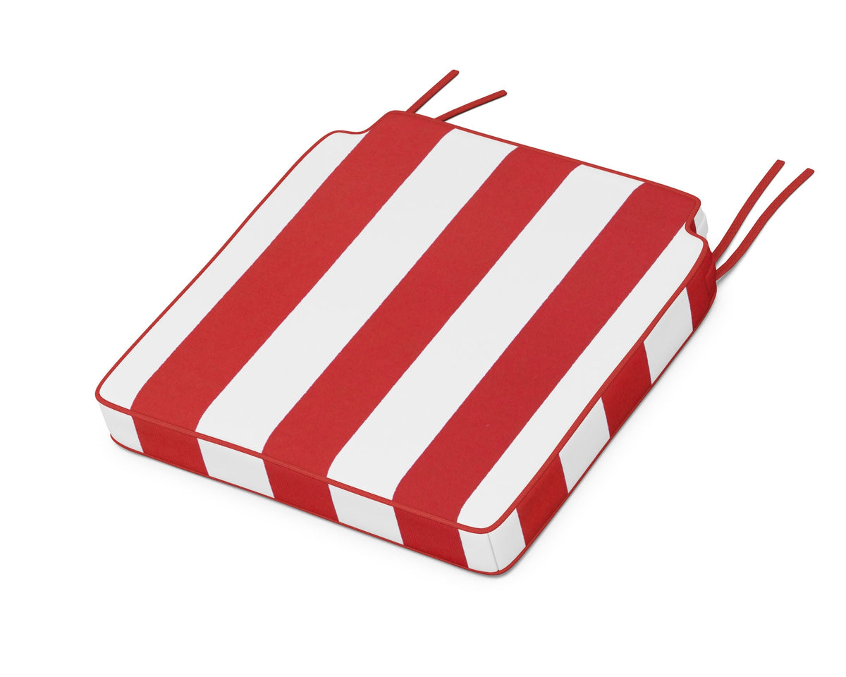 POLYWOOD Acadia Dining Side Seat Cushion in Cabana Stripe Crimson