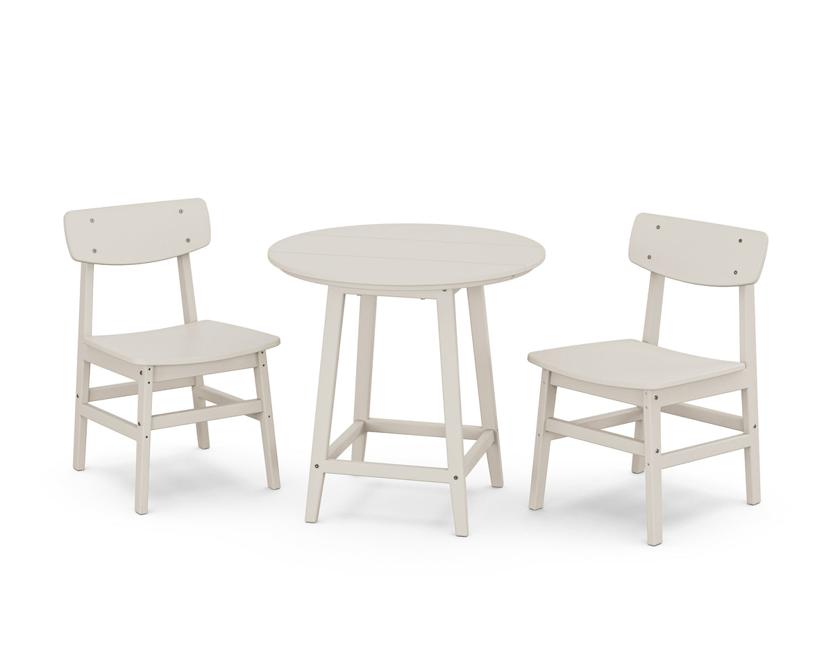 POLYWOOD Modern Studio Urban Chair 3-Piece Round Bistro Dining Set in Sand