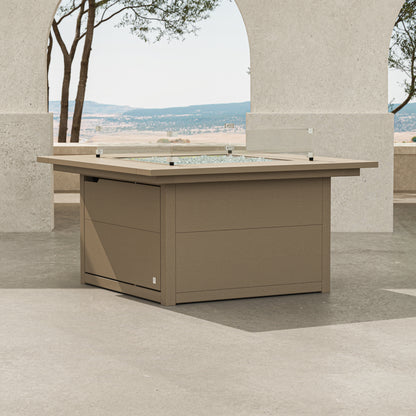 POLYWOOD Cube Fire Table in Vintage Sahara in an outdoor setting