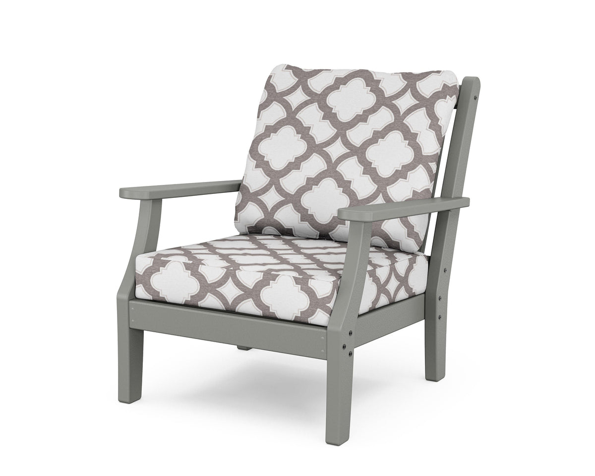 POLYWOOD Wovendale Deep Seating Chair in Slate Grey / Trellis Grey Mist