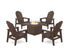 POLYWOOD 5-Piece Vineyard Grand Upright Adirondack Conversation Set with Fire Pit Table in Mahogany