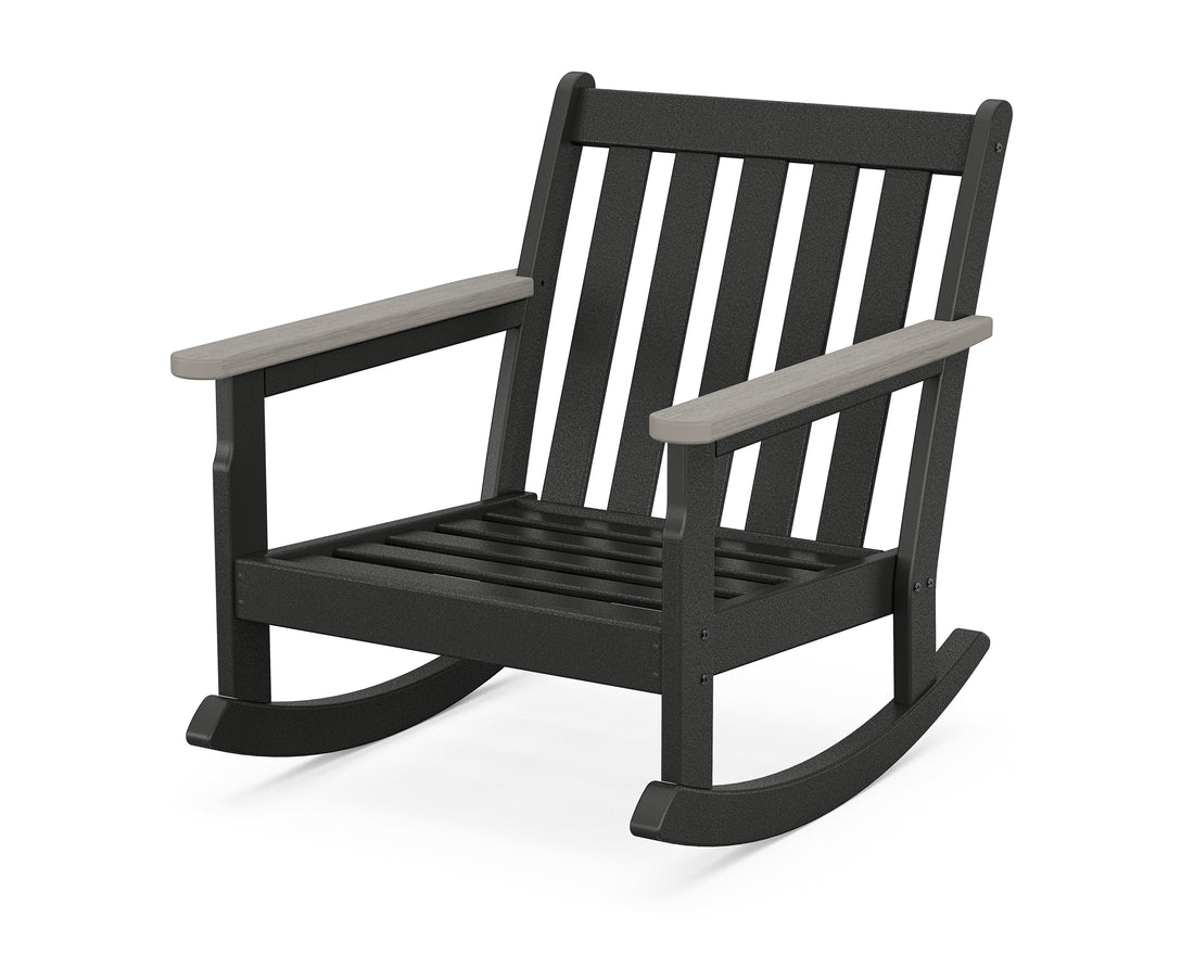 POLYWOOD Vineyard Deep Seating Rocking Chair Frame in Black / Driftwood
