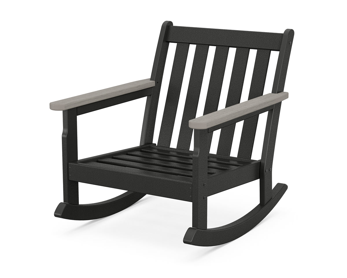 POLYWOOD Vineyard Deep Seating Rocking Chair Frame in Black / Driftwood