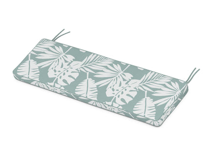 POLYWOOD Chinoiserie 60" Bench Seat Cushion in Leaf Glacier Spa