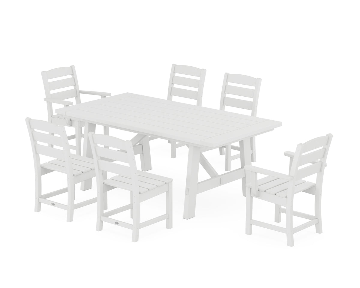 POLYWOOD Lakeside 7-Piece Rustic Farmhouse Dining Set in White