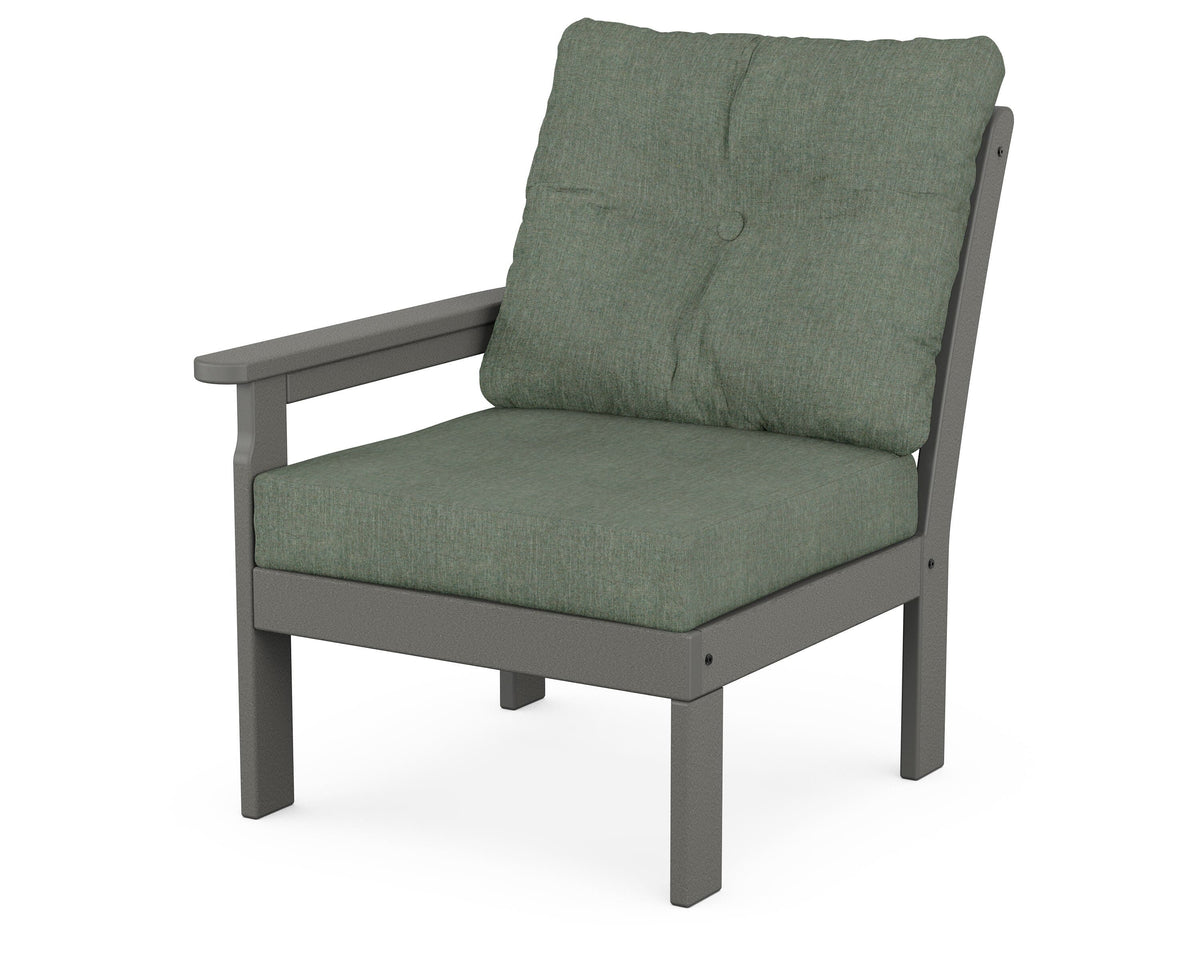 POLYWOOD Vineyard Modular Left Arm Chair in Slate Grey / Cast Sage
