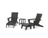 POLYWOOD 5-Piece Modern Studio Folding Adirondack Set with Ottomans and Side Table in Black