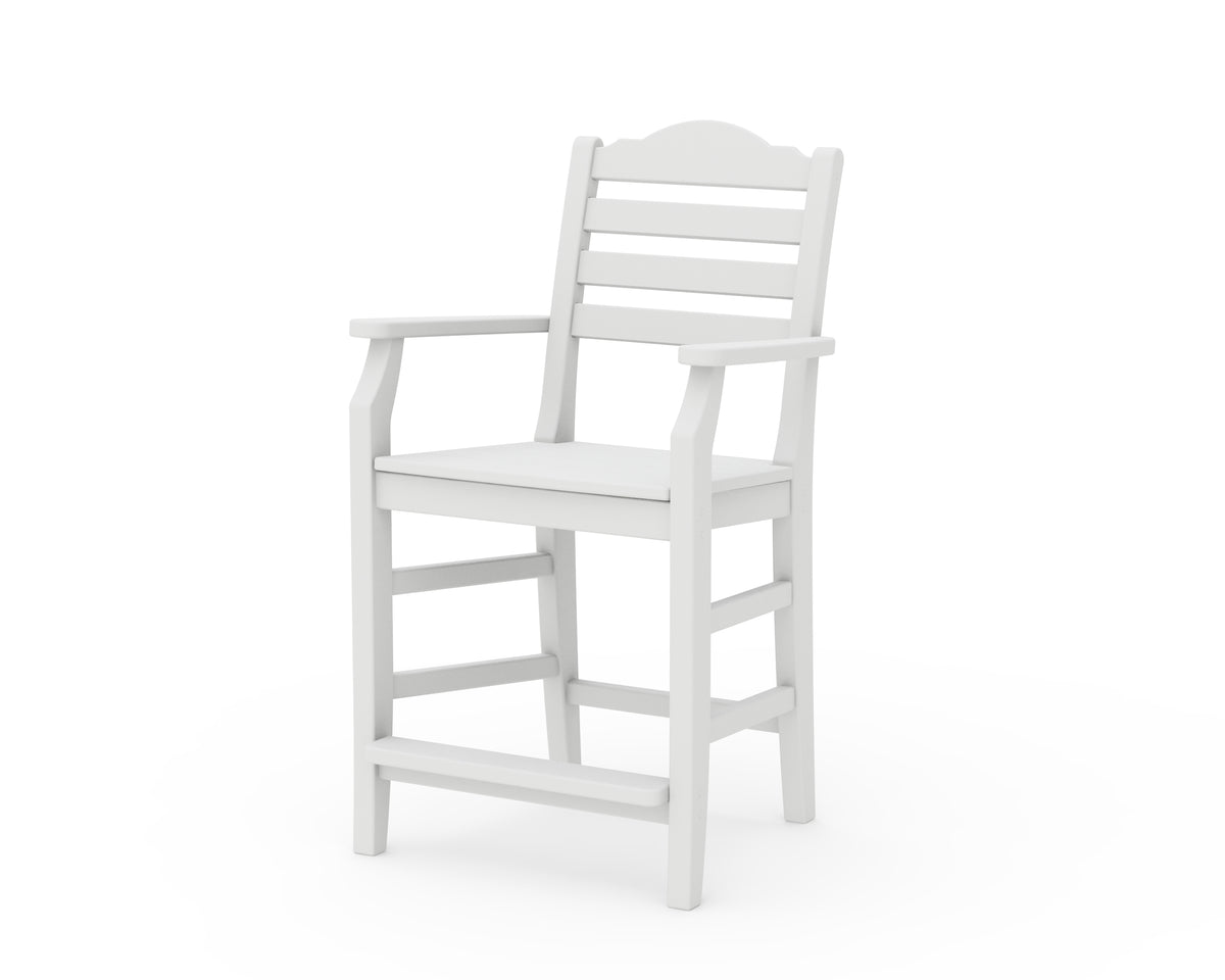 POLYWOOD Savannah Counter Arm Chair in White