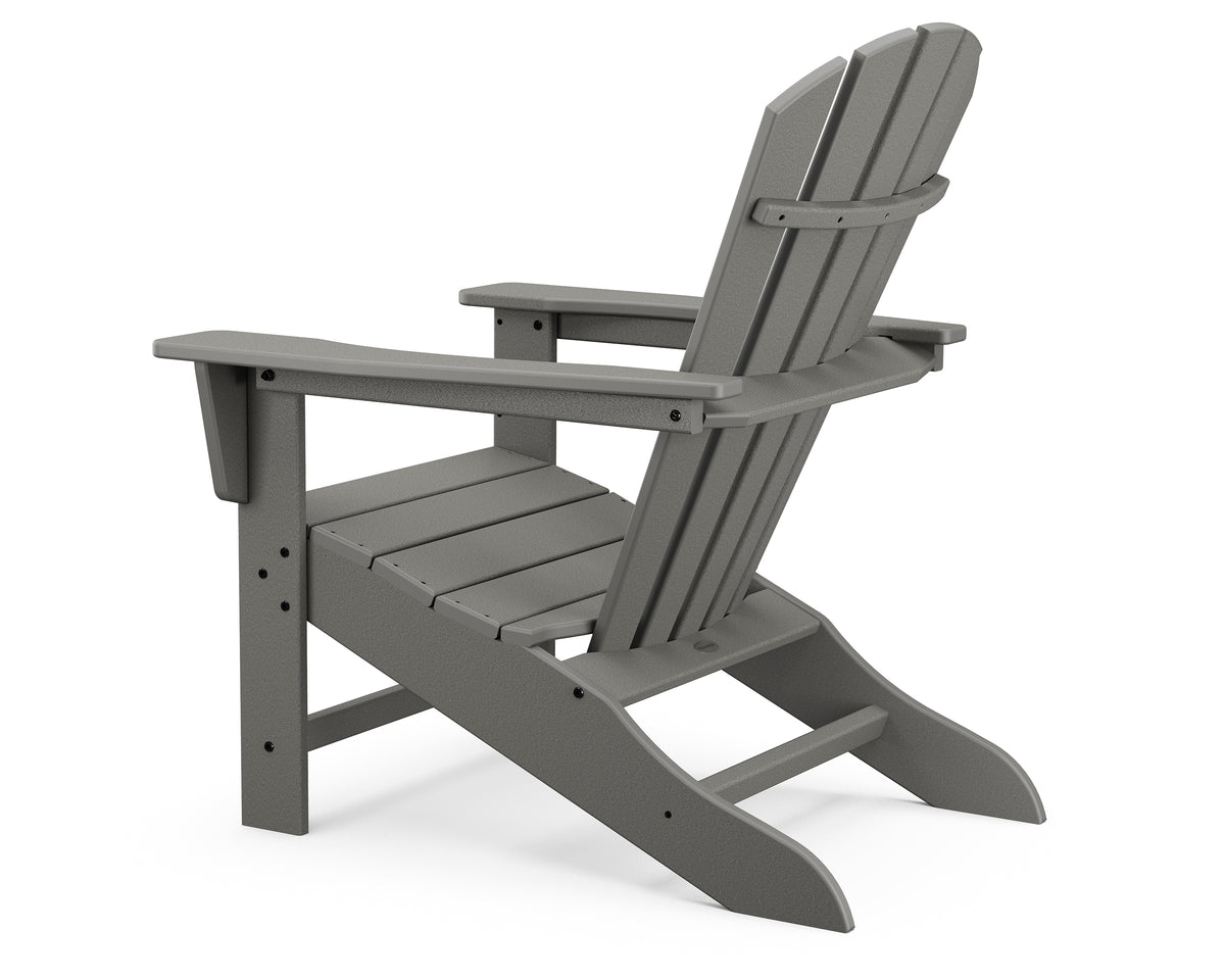 Angled view of the POLYWOOD Palm Coast Adirondack Chair in Slate Grey