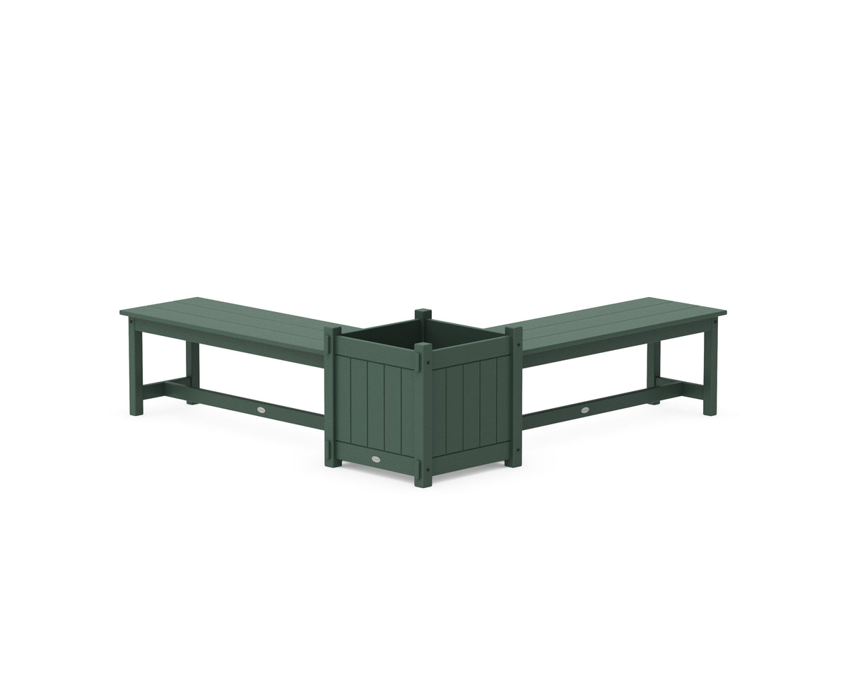 POLYWOOD 48" Vineyard L-Shaped Planter Bench Set - Large in Green