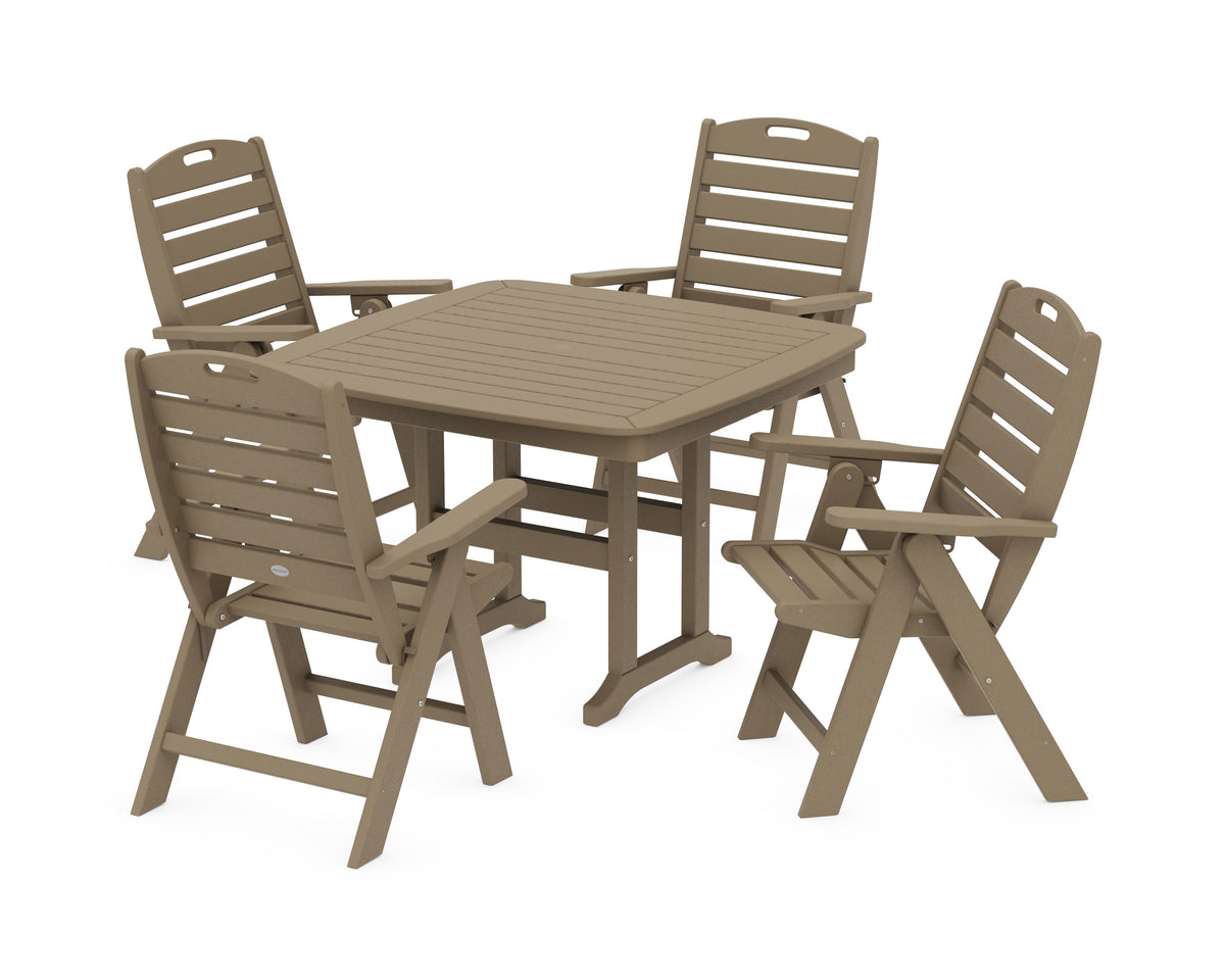POLYWOOD Nautical Highback Chair 5-Piece Dining Set in Vintage Sahara