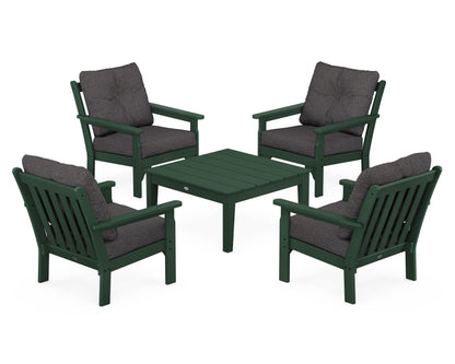 POLYWOOD Vineyard 5-Piece Deep Seating Conversation Set in Green / Ash Charcoal